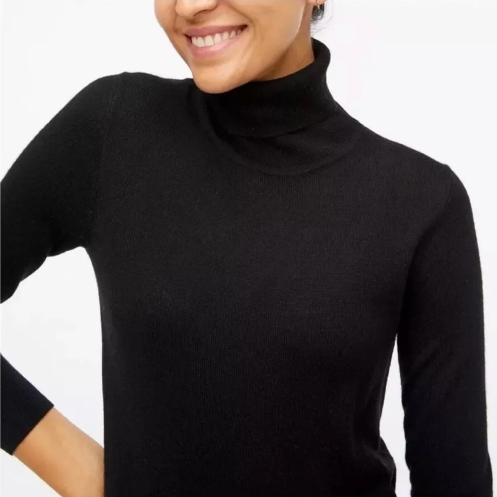 NEW J.Crew Factory Machine-washable merino wool-blend turtleneck Size M Black